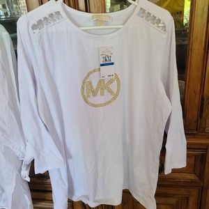 Michael kors woman's long sleeve talk with bling initials.